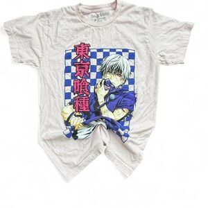 Tokyo Ghoul Anime Graphic Tee - Unisex Small White Blue Purple Vintage Style